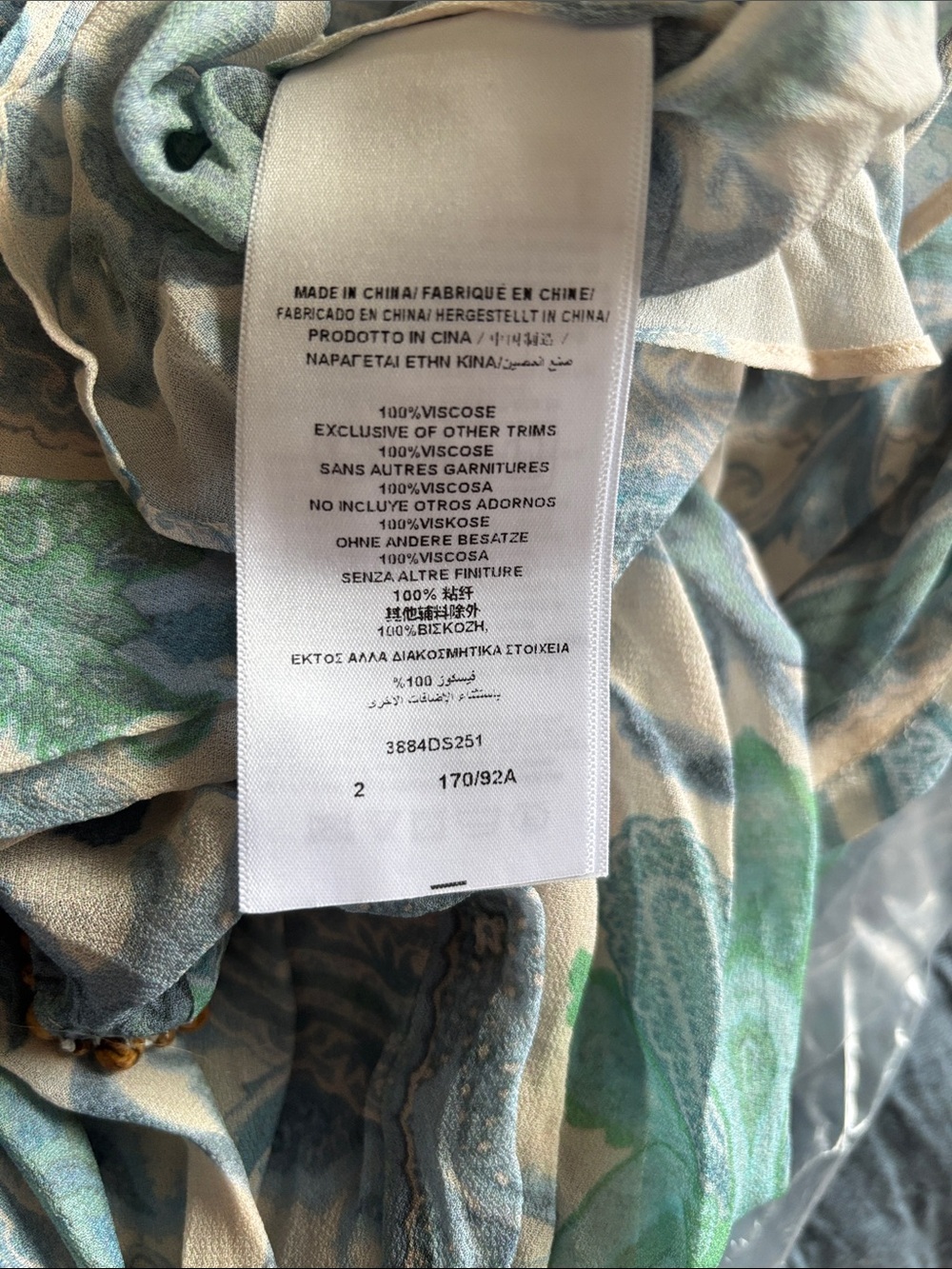 Zimmermann Cream and Light Blue Paisley Long-Sleeve Maxi Dress - Picture 12 of 13